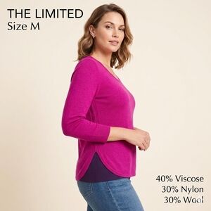 The Limited Fuchsia Knit Sweater Wool Blend Long Sleeve Size M